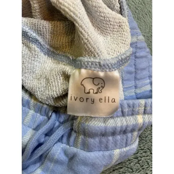 Ivory Ella Women's Plaid Shorts Blue Yellow Drawstring Pocket Elephant US M - Picture 5 of 8